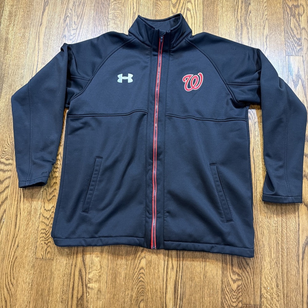 Washington Nationals MLB Under Armour Storm Zip Med Weight Jacket Black MENS XL